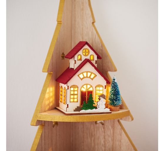 VBS Holzbausatz "Haus mit Turm und Schneemann", inkl. LED
