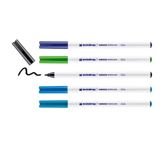 edding 4600 "Textil Pen", 5 St&uuml;ck