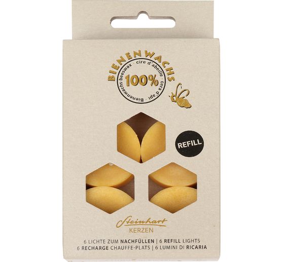 Teelichte aus 100 % Bienenwachs, 6er-Pack