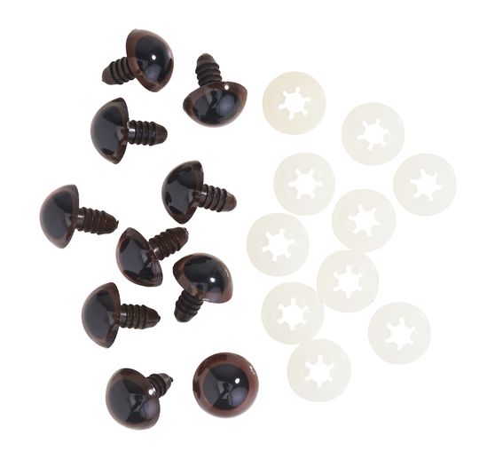 Bear eyes brown, &Oslash; 15 mm, 10 pieces