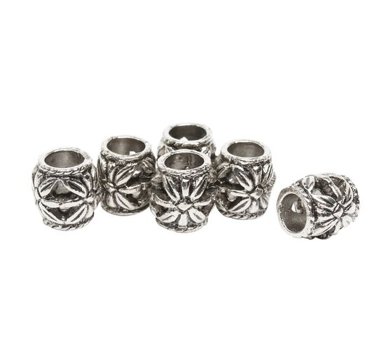 Metall-Schmuckperle "Blume", 6 St&uuml;ck
