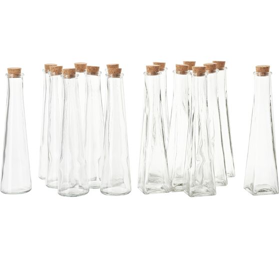 VBS Glasflaschen "Geolini", mit Korkverschluss, 16 St&uuml;ck