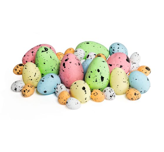 VBS Decorative egg "Color & Sizes Mix", 38 pieces