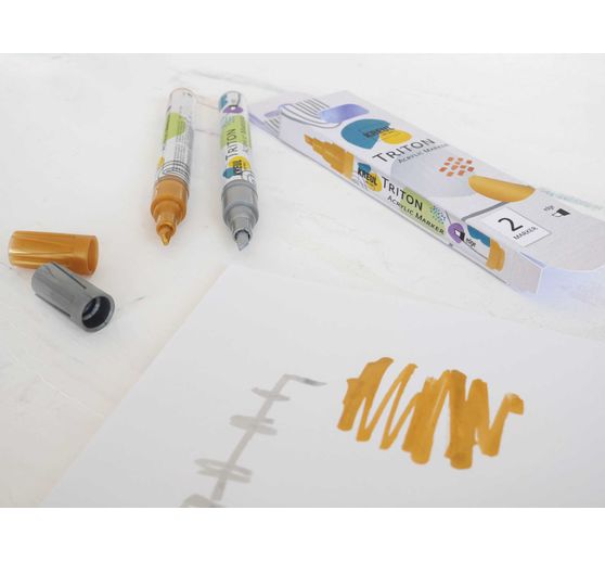 KREUL Triton Acrylic Marker "edge", 2er-Set, Silber & Gold