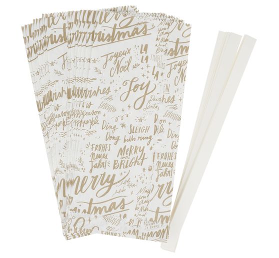 Papiert&uuml;ten Sterne-Set "Merry Christmas", gro&szlig;, Wei&szlig;