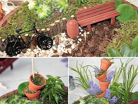 Miniatur-Garten selber gestalten: details Blument&ouml;pfe